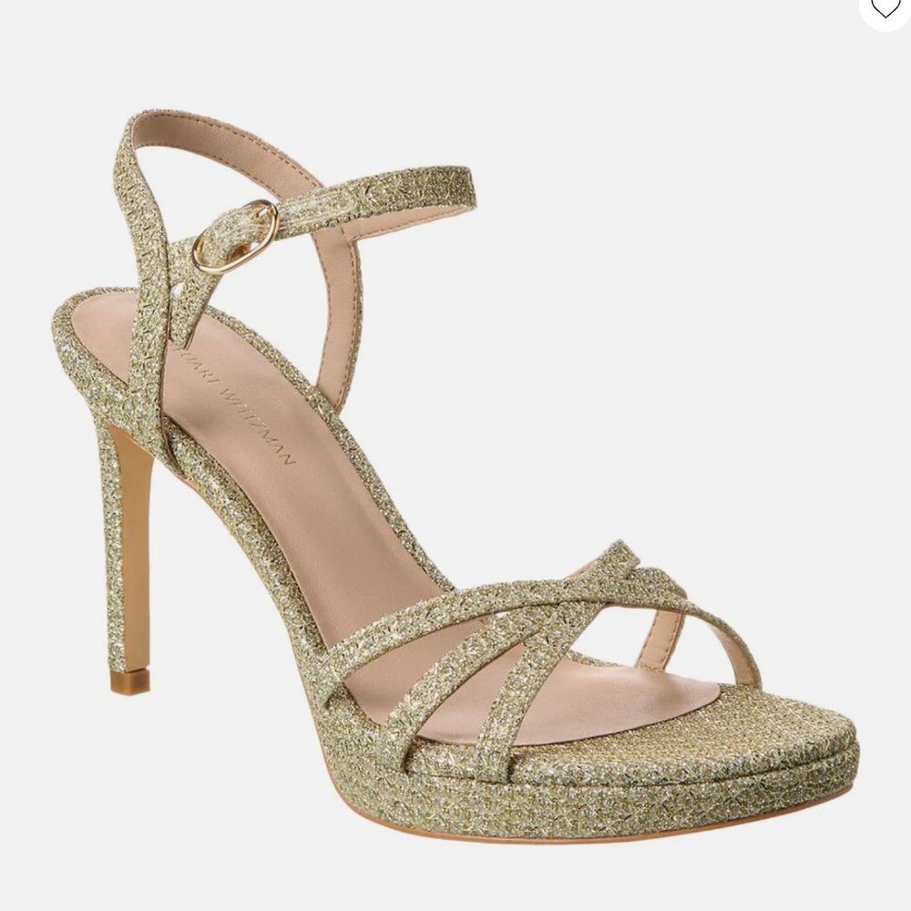 STUART WEITZMAN | NEW IN BOX | STARLA 80 SANDAL | METALLIC – PLATINUM | SZ 7